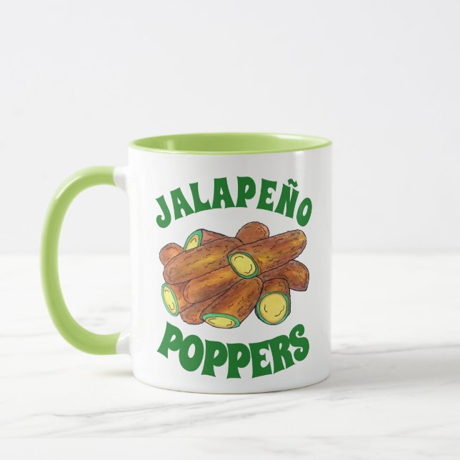Fried Jalapeño Poppers Grönt Hett Jalapeno Pepper Mugg (Vänster)