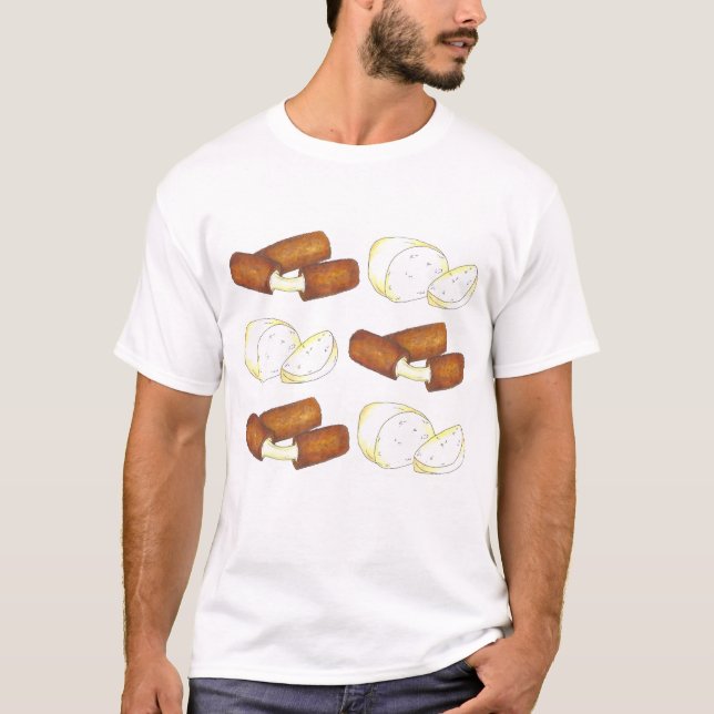 Fried Mozzarella Cheese Sticks Junk Food Foodie Tee (Framsida)