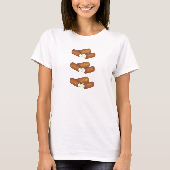 Fried Mozzarella Sticks Cheese Junk Food Foodie Tee (Framsida)