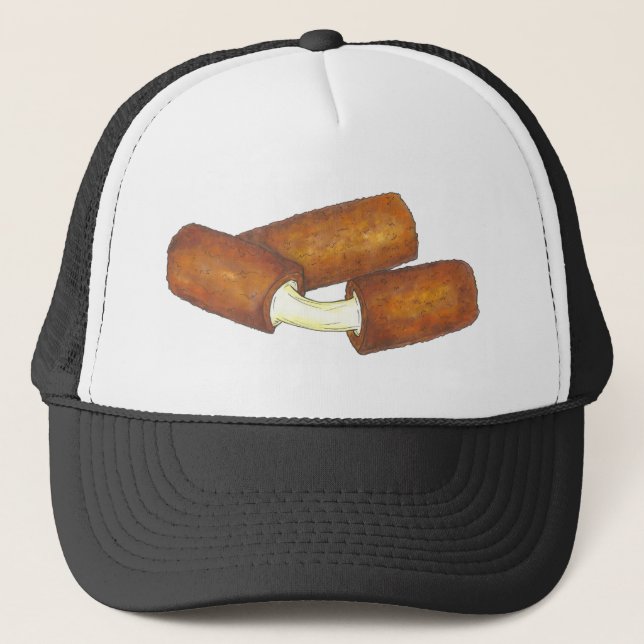 Fried Mozzarella Sticks Cheese Junk Food Foodie Truckerkeps (Framsida)