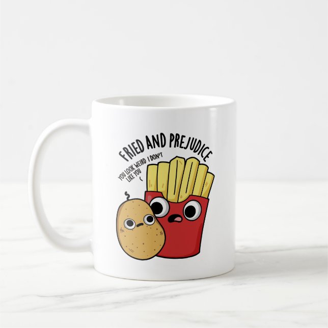 Fried och fördomsfull Fries Pun Kaffemugg (Vänster)