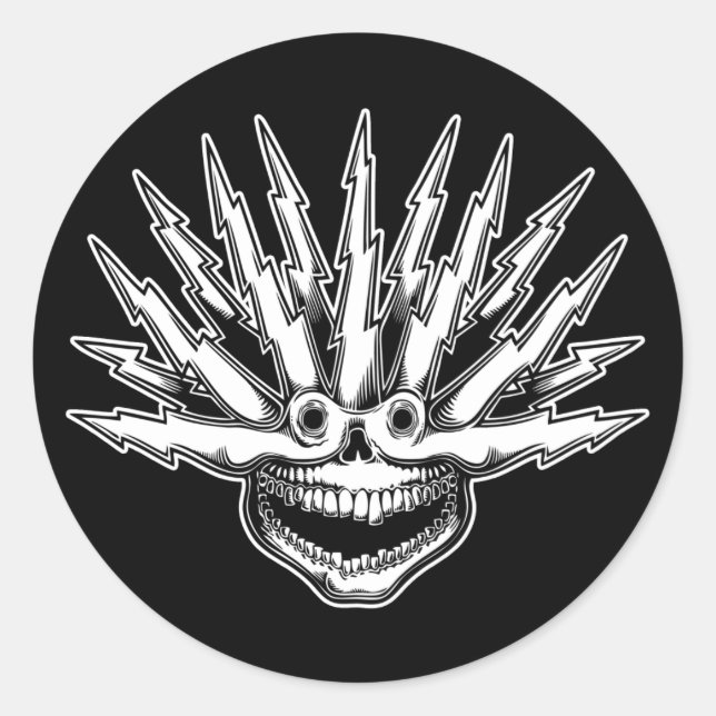 Fried Skull II Runt Klistermärke (Framsida)