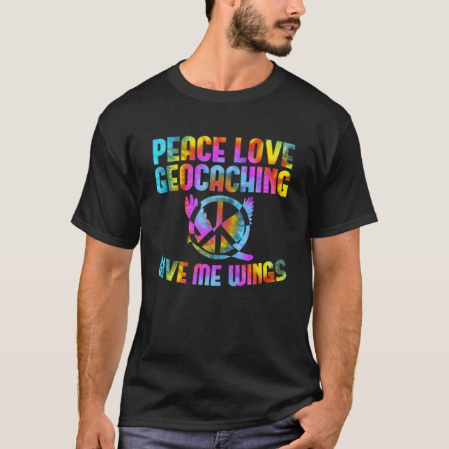 Frieden Geocaching Peace Kärlek Geocaching Geocach T Shirt (Framsida)