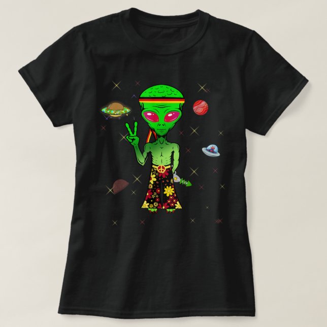 Frieden peace psychedelic hippie Space Alien Germa T Shirt (Design framsida)