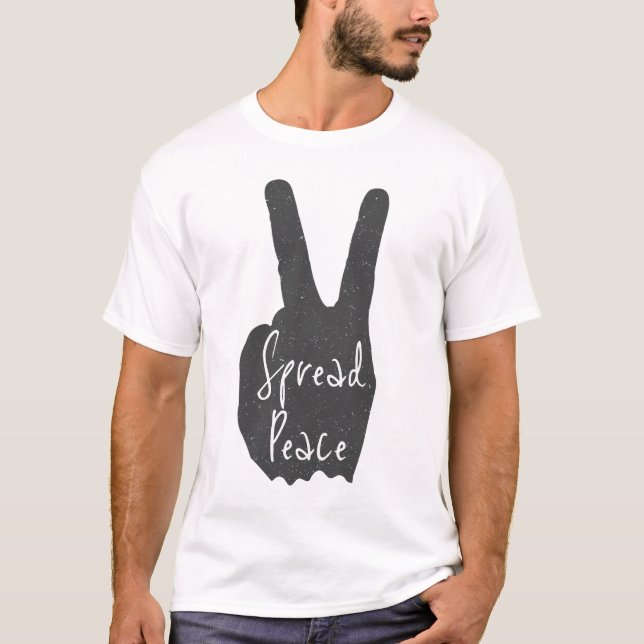 Friedliches Design mit Hand & Peace-Zeichen T Shirt (Framsida)