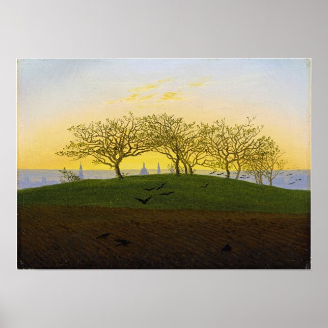 Friedrich - Backe och Ploved Fält nära Dresden Poster (Framsidan)