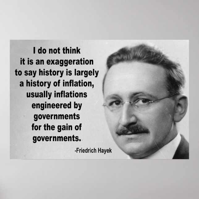 Friedrich Hayek Inflation Quote Poster (Framsidan)