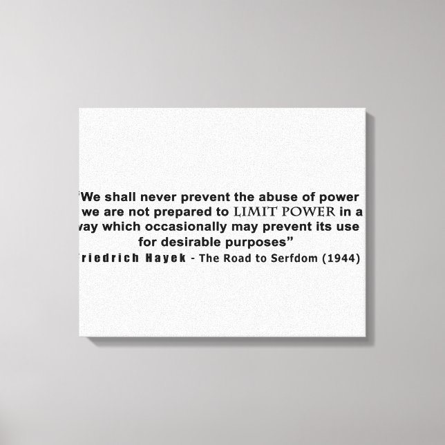 Friedrich Hayek Road till Serfdom Limit Power Quot Canvastryck (Framsida)
