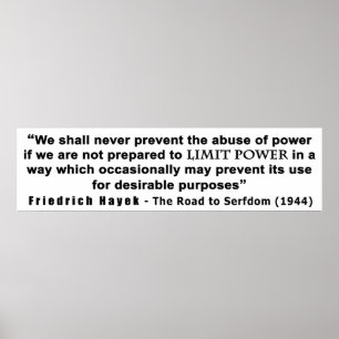 Friedrich Hayek Road till Serfdom Limit Power Quot Poster