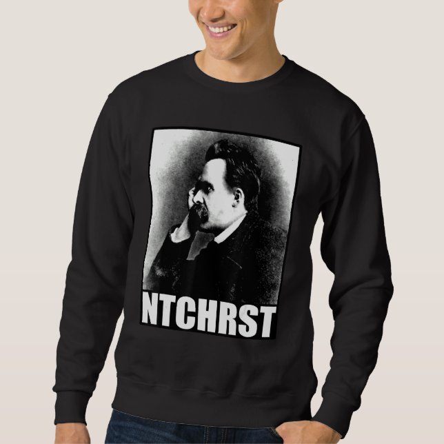 Friedrich Nietzsche Antichrist Ntchrst Funny Meme Lång Ärmad Tröja (Framsida)