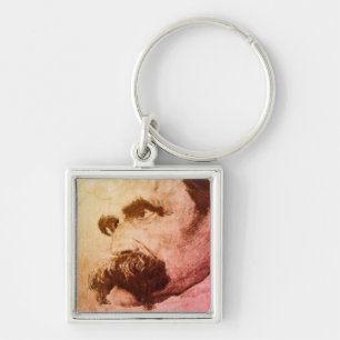 Friedrich Nietzsche (från Hans Olde) Fyrkantig Silverfärgad Nyckelring