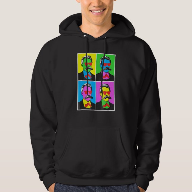 Friedrich Nietzsche Pop Art Poster Stil Hoodie (Framsida)