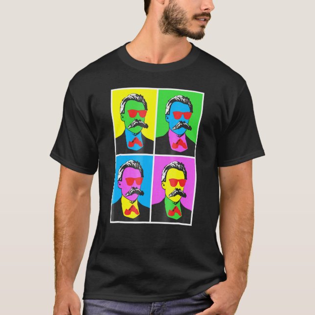 Friedrich Nietzsche Pop Art Poster Stil T Shirt (Framsida)