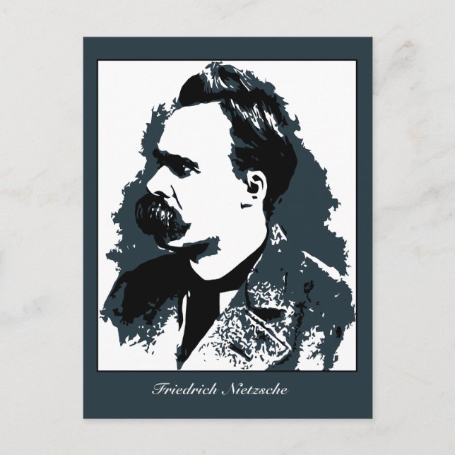 Friedrich Nietzsche porträtt vektor ritning Vykort (Framsida)