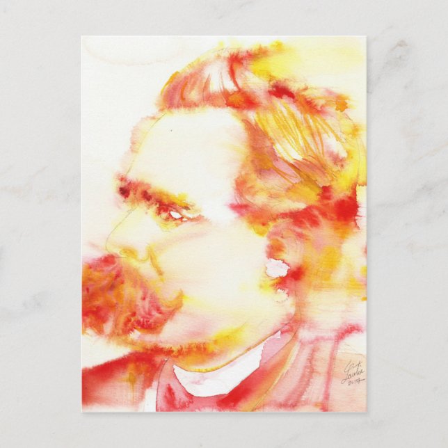 friedrich nietzsche - vattenfärgen porträtt.3 vykort (Framsida)