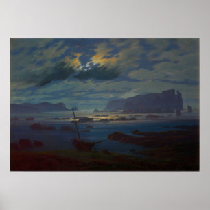 Friedrich - Nordsjön i Moonlight Poster