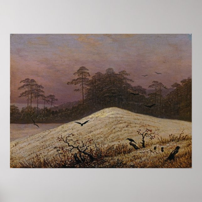 Friedrich - Snö-bäcken med Raven Poster (Framsidan)