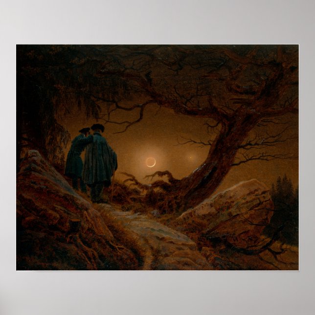 Friedrich - Två män som betraktar månen Poster (Framsidan)