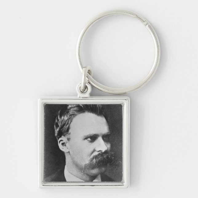 Friedrich Wilhelm Nietzsche (1844-1900) 1873 (b/w Fyrkantig Silverfärgad Nyckelring (Framsidan)
