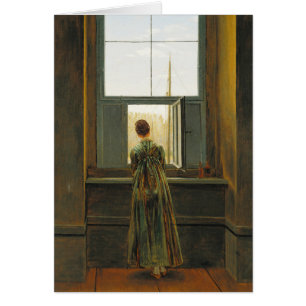 Friedrich Woman i ett fönster CC0507 Hälsningskort