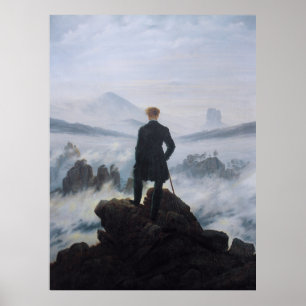 Friedrichs Wanderer ovanför dimma Poster