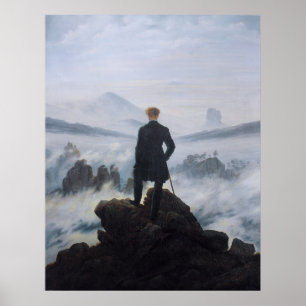 Friedrichs Wanderer ovanför Fog-havet Poster