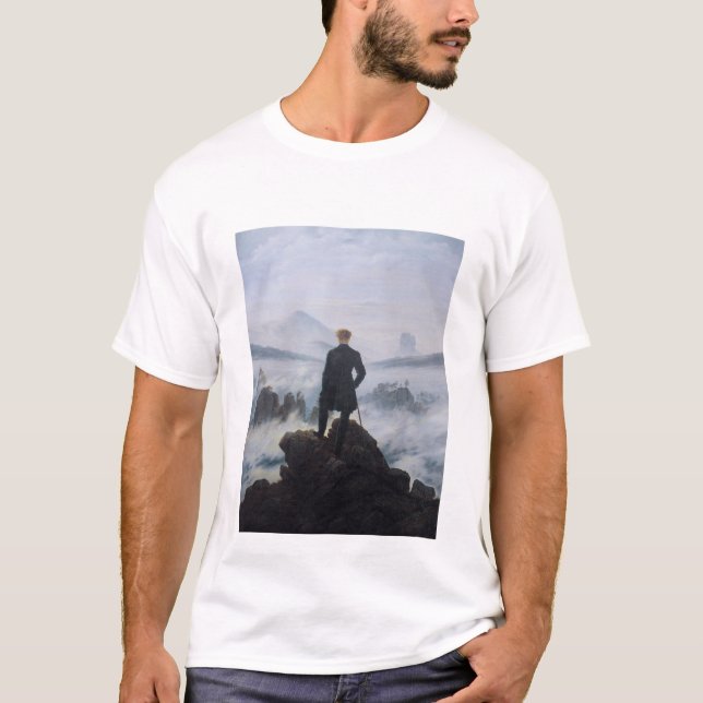 Friedrichs Wanderer ovanför Fog-havet T Shirt (Framsida)