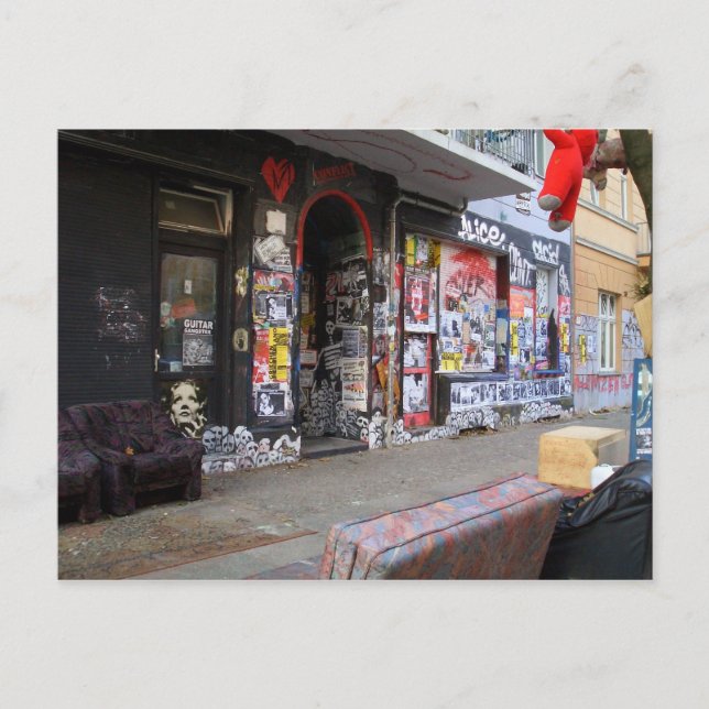 Friedrichshain Berlin Hausbesetzer - Squatters Vykort (Framsida)