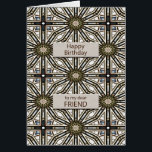 Friend Birthday Abstrakt Mandala Design Hälsningskort<br><div class="desc">Ett roligt sätt att önska din vän en grattis på födelsedagen. Detta kort har en mycket manlig känsla och består av sammanlåsande geometriskt figurer. Huvuddelen av färg är brun,  med svart och vitt. Ett underbart kort som en man kommer att uppskatta.</div>