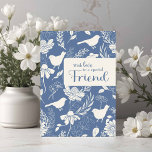 Friend Birthday Blue Birds and Blommars Kort<br><div class="desc">Ett födelsedagskort för en speciell vän har en mönster-design av fåglar och blommor i blått och grädde,  och en hjärtlig känsla,  "Med kärlek till en speciell vän".</div>