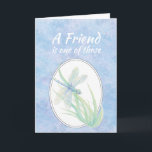 Friend Birthday Blue Dragonfly Watercolor Art Kort<br><div class="desc">En vän är en av de speciella människor du träffar på det sätt som hjälper dig att uppskatta resan. Vacker blå drakefärg för någon som kärlek drakar,  trädgårdar och dammar</div>