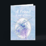 Friend Birthday Blue Dragonfly Watercolor Art Kort<br><div class="desc">En vän är en av de speciella människor du träffar på det sätt som hjälper dig att uppskatta resan. Vackblå och mauve drakefärg för någon som kärlek drakar,  trädgårdar och dammar</div>