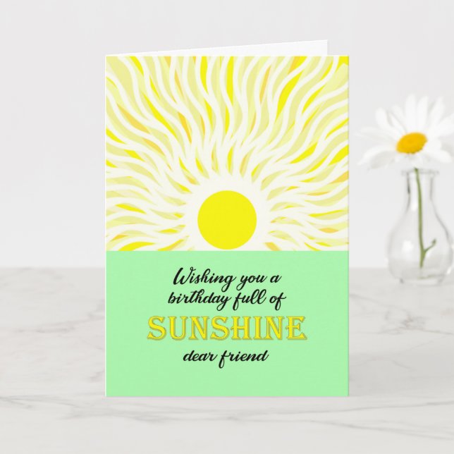 Friend Birthday Bright Sunshine Card Kort (Liten växt)