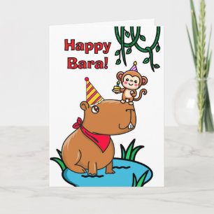 Friend Birthday Capybara och Monkey Kort