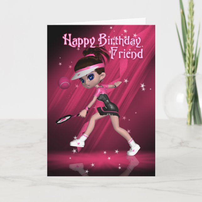 Friend Birthday Card - Tennis Kort (Framsida)