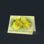 Friend Birthday Gult Primroses - Sundroses Kort<br><div class="desc">De här lysande prikorna blåser i min trädgård varje juni.  De blir ungefär en och en halv fot höga och kärlek sol.</div>