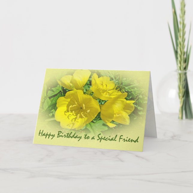 Friend Birthday Gult Primroses - Sundroses Kort (Framsida)