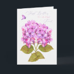 Friend Birthday Hydrangeas och Butterfly Kort<br><div class="desc">Snyggt grattis på födelsedagen-kort till en kvinnlig vän,  med rosa vattenfärgsvattenramper och en enkel fjäril.</div>
