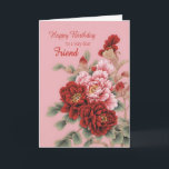 Friend Birthday Peonies Kort<br><div class="desc">En underbar illustration av rosa och röda peonier för att önska er vän en grattis på födelsedagen. Detta kort är fullt av kärlek,  och samtidigt elegant och klass.</div>