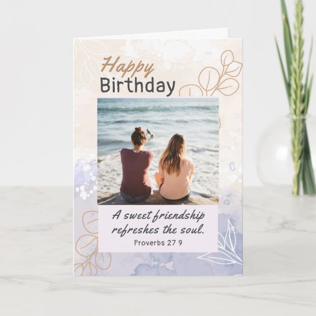Friend Birthday Photo Modern Bible Verse Christian Kort (Framsida)