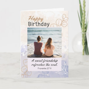 Friend Birthday Photo Modern Bible Verse Christian Kort