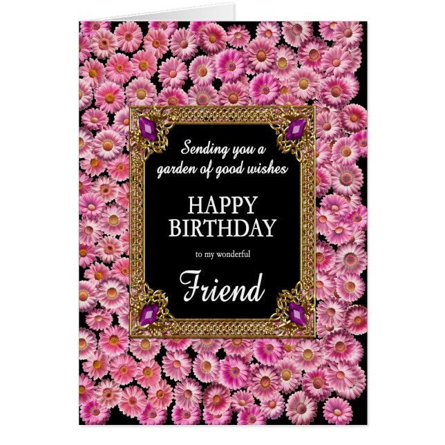 Friend Birthday Rosa Daisys Hälsningskort (Framsidan)