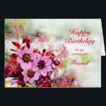 Friend Birthday Rosa Flowers Hälsningskort<br><div class="desc">Ett födelsedagskort till din vän. Rosa hellebore-blommor,  även känd som jultoman ro,  har satts mot en bakgrund av rött löv från den kontinentala shruben.</div>