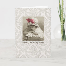 Friend Birthday - Vintage Girl in Bonnet Kort