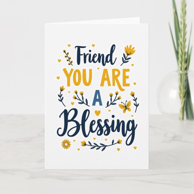 Friend Blessing Floral Art Card Kort (Framsida)
