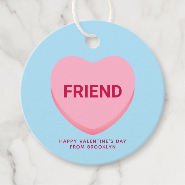 Friend blue rosa-konversation hjärta Valentine's Gåvor Etiketter (Framsida)