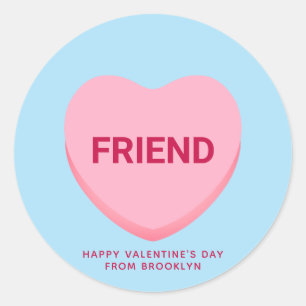 Friend blue rosa-konversation hjärta Valentine's Runt Klistermärke