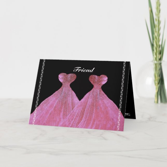 FRIEND Bridesmaid Inbjudan-Sparkly ROSA GOwen Inbjudan (Framsida)