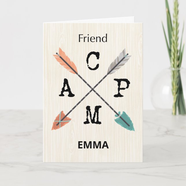 Friend Camp Personalize Namn-pilar Kort (Framsida)