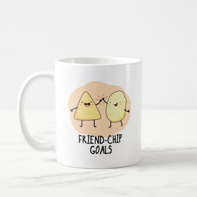 Friend-Chip Goals Funny Chip Pun Kaffemugg (Vänster)